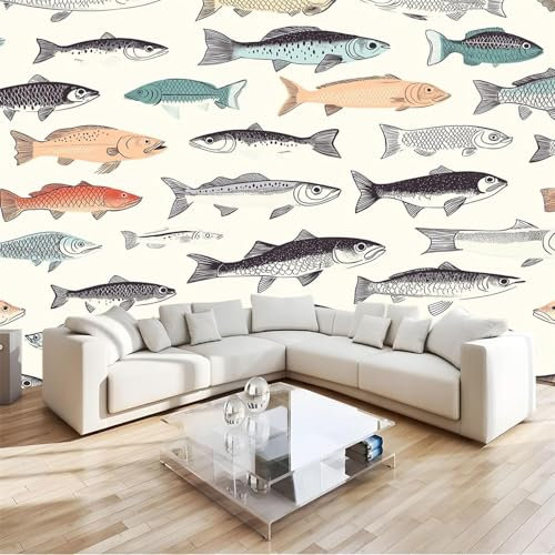 Fototapete Fisch Tapete 150 x 105 cm (WxH) Fototapeten Schlafzimmer Wohnzimmer Moderne 3D Effekt Wandtapete Fisch Vliestapete Wand Dekoration Poster Foto Tapeten q2073