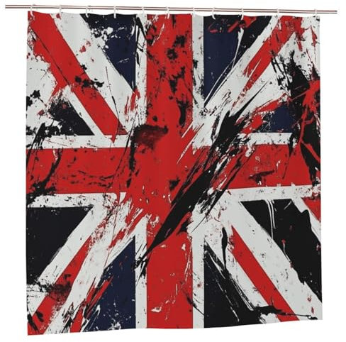 Mexpekil Rideau de douche avec crochets Union Jack 183 x 183 cm - Tissu imperméable - Pour salle de bain