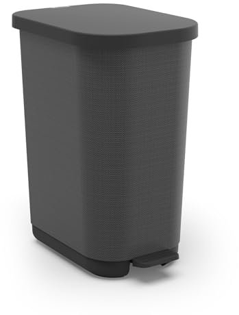 Rotho Orbe Mülleimer mit Deckel und Fußpedal, 25-40 Liter Fassungsvermögen, optimale Ausnutzung des Müllbeutels