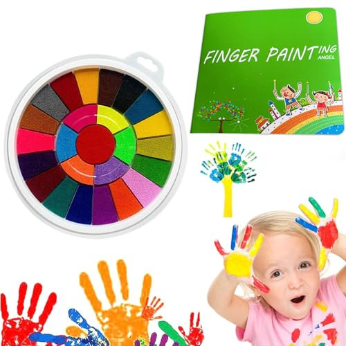 36 Couleurs Peinture Enfant Tampon Encreur à Partir avec Livre DIY Peinture au Doigt de 2 ans Jeux Educatif Peinture au Doigt pour Non Toxique Lavable,pour Cadeau Amusant Garçons et Fille (Vert)