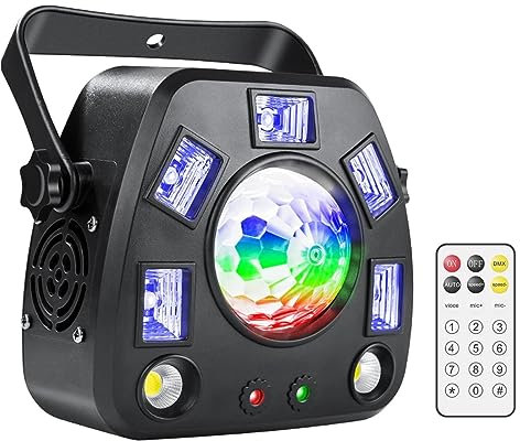 Luci DJ, 4IN1 LED DJ Lights Proiettore remoto Strobe Magic Ball UV Black Stage Lighting Effect DJ Disco Party Holiday Dance Bar per feste, bar, club, matrimoni, Halloween, Natale