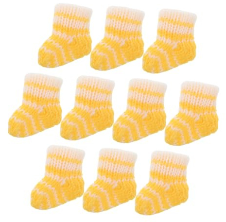 Abaodam 10stücke Gestrickte Puppensocken Für Puppenspielzeug Miniatursocken Als Dekoration Für Puppenhaus Entzückende Babymädchensocken Als Zubehör Für Puppenkleidung