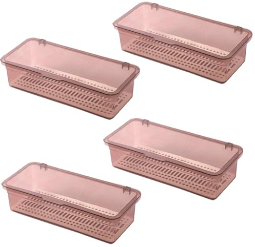Bosiyrggrl Tea Set Tableware Storage Box with Lid Dustproof Box Kitchen Bowl and Chopsticks Storage Box Cosmetics Storage Brown
