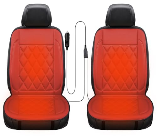 Feizikaw Winter-Auto-Sitzauflage, Bequeme Sitzkissen für Erwachsene, Einzel- und Zweisitzer, passend für Fahrersitz, LKW, SUV und Transporter, Wärmeisolierend und Atmungsaktiv (Rot, Zweisitzer)
