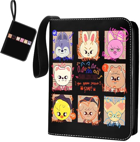 SKZ Photocard Holder, K-pop Karten Ordner, Stry Sammelalbum Karten, 100 Seiten, Platz für 400 Karten, Ideal für Trading Cards, Fotos & Erinnerungen (Schwarz)