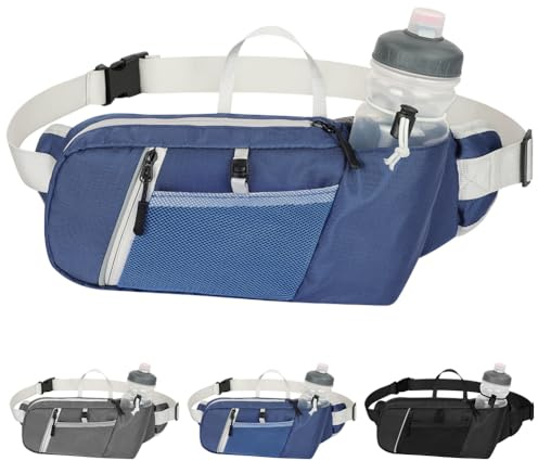 HOTUT Hüfttasche Bauchtasche für Trinkflasche,Bauchtasche Herren Damen mit Flaschenhalter,Gürteltasche mit Verstellbarem Gummiband,Atmungsaktiv Sport Hüfttasche für Laufen Camping Klettern(Dunkelblau)