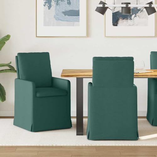 QJBSAVVA Esszimmerstühle 2er Set Dunkelgrün 57x67x98 cm Stoffbezug Metall Sperrholzrahmen Rollen Ergonomisches Design Modernes Wohnzimmer Küche Esstisch Stuhl für Esszimmer Wohnbereiche