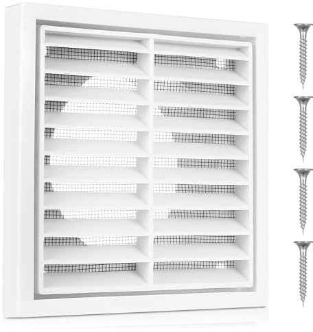Griglia di Ventilazione Rrettangolare in Plastica, Adatta per 100 mm Griglie di Ventilazione con Zanzariera, copertura Griglia Areazione per condizionatori, soffitti, pareti esterne, uffici e cucine