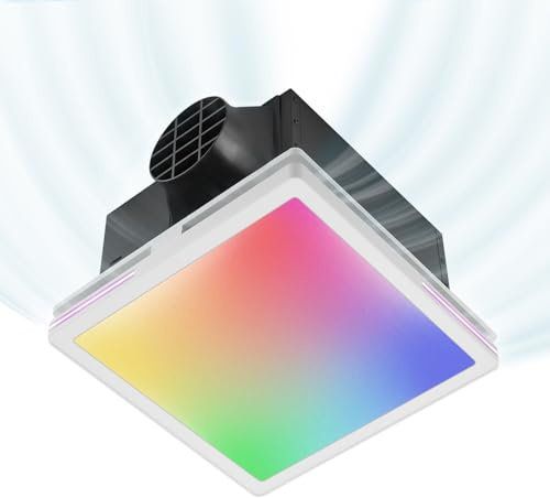 Zeyzer Bathroom Fan with Bluetooth Speaker & RGB Light, 11.8 Ceiling Exhaust Fan with Remote Control, 141 CFM, 1.0 Sone Quiet, 3.94 Duct, Adjustable White/Warm/Neutral Light