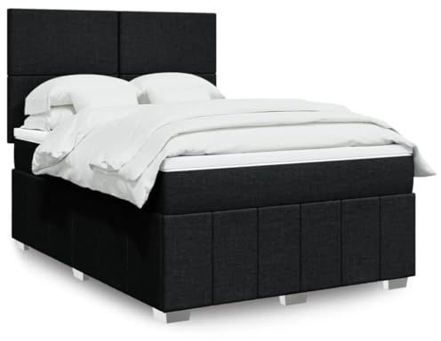 Owoxanthellate Owox Boxspringbett Schwarz 140x200 cm mit Matratze, höhenverstellbares Kopfteil, Taschenfederkern, Lattenrost