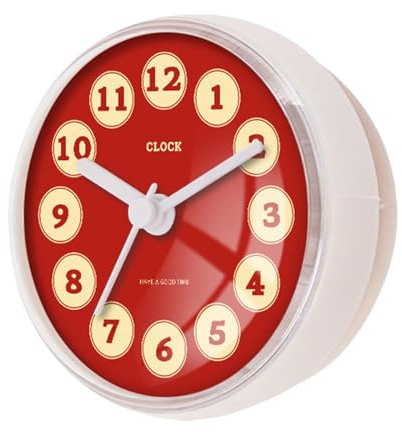 Milageto Horloge de Salle de Bain étanche, antibuée, Petite, avec Ventouse pour Porte de réfrigérateur, Chambre ou Miroir, Style A