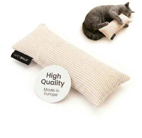 LucyBalu® Kick Bunny Katzenkissen Catnip Cord – Weiß | Kickerkissen mit Katzenminze-Füllung, robust vernäht, fördert Jagdinstinkt & Beschäftigung