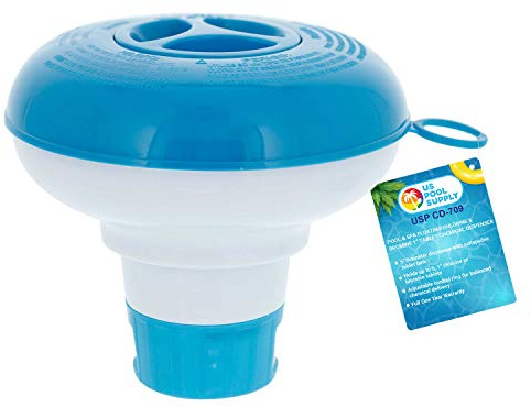 U.S. Pool Supply Pool & Spa Floating Chlorine & Bromine 1 Tablet Chemical Dispenser, 5 Diameter, Collapsible Floater