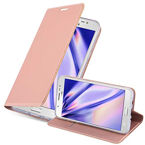 Cadorabo Custodia Libro per Samsung Galaxy J5 2016 in CLASSY ORO ROSA – con Vani di Carte, Funzione Stand e Chiusura Magnetica – Portafoglio Cover Case Wallet Book Etui Protezione