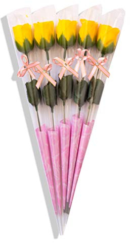 Sevenriver Handgemachte koreanische Seife Rose gelb in Geschenkverpackung mit Schleife, 5 Stück