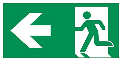Links Fluchtwegschild Rettungswegschild Aufkleber Nachleuchtend ASR A1.3 400 x 200 mm