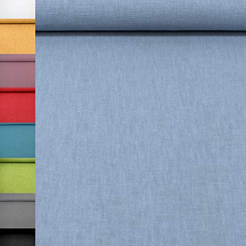 MAGAM-Stoffe Helena Bauernleinen 100% Leinen Stoff Uni Oeko-Tex Meterware 50cm (11. Rauchblau)