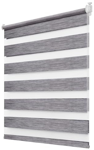 Deswell Doppelrollo Klemmfix ohne Bohren Marmor-Grau B80 x H120 cm (Stoffbreite 76cm) Rollos für Fenster ohne Bohren für Fenster mit Lichtdurchlässig & Verdunkelnd/Höhe Stufenlos Verstellbar