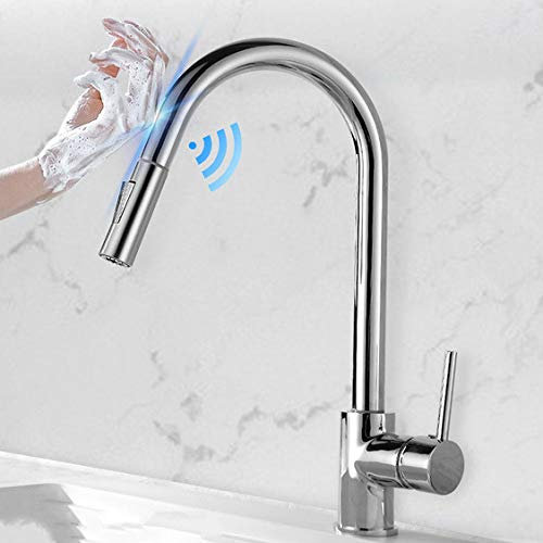 Grifos De Cocina Sensor Inteligente Extraíble Interruptor De Agua Fría Y Caliente Mezclador Grifo Smart Touch Spray Tap Cocina Grifos Negros Convenientes Cromo 2