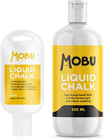 MOBU Liquid Chalk 250ml | Maximum Grip and Sweat-Free Dry Hands | Quick Drying, No Mess Hand Chalk | Weightlifting, Yoga, Climbing, Powerlifting Gym Chalk (White)