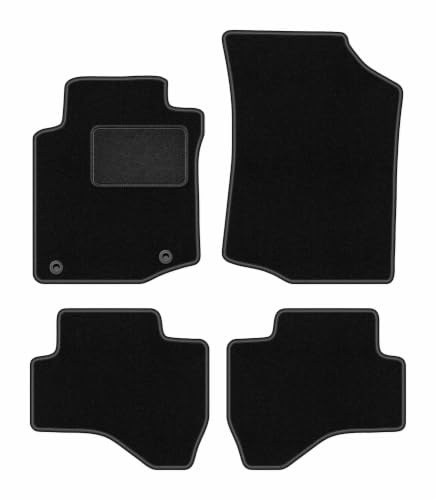 Velours-Fußmatten passend für Citroën C1 I 2005-2014, Schwarz, LUX | passend für Schrägheck; Velours-Teppich (Polypropylen), ca. 6,5 mm; rutschfest, vormontierte Befestigungen (Typ CP)