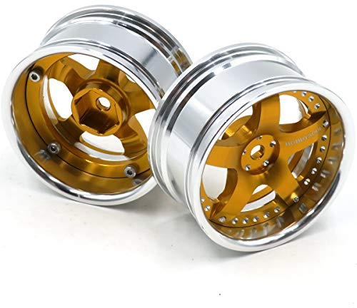 2 Stück RC 1/10 Aluminium On Road Felgen Hex 12 mm verstellbar Offset Silber/Gold Farbe Fit für 1:10 RC On Road Drift Touring Street Car Reifen
