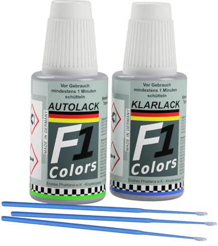 F1COLORS Lackstift Set für Jeep PWQ Pearl White 2x20ml inkl.6x Tupfer
