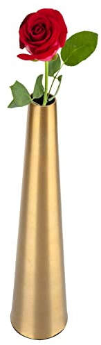 HERCHR Vase Gold, Goldene Vase, Vase Für Eine Rose, Einzelstielvasen Für Zuhause, Moderne Pflanzen Vase Für Hochzeitsdekoration Home Office Dekorationen 5.9X5.9X26.2Cm