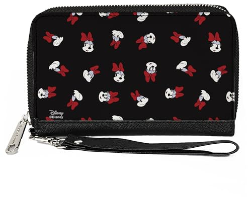 Buckle-Down Damen-Geldbörse aus PU-Kunststoff, mit Reißverschluss, rechteckig, Minnie-Maus, 19,1 x 11,4 cm, minnie maus, 7.5x4.5, Buckle-down Portemonnaie mit Reißverschluss, rechteckig, Minnie Maus