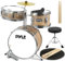 Pyle bateria infantil 5 años en adelante, Principiantes, Bombo de 13”, Snare, Tom, Platillo, Banqueta, Sordinas, Baquetas