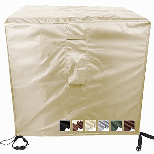 MEEYI Gartenmöbel Abdeckung 80x80x80cm, Gartentische Möbelsets Schwerlast 420D Oxford Gewebe Staubdicht Tischplane Gartenmöbel für Tisch und Stühle, Beige