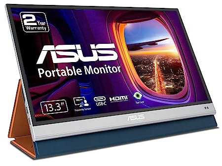 ASUS ZenScreen OLED 13.3” 1080P Portable Monitor (MQ13AH) - Full HD, 100% DCI-P3, 1ms, Delta E < 2, HDR-10, Eye Care, USB Type-C, Mini HDMI, Proximity Sensor