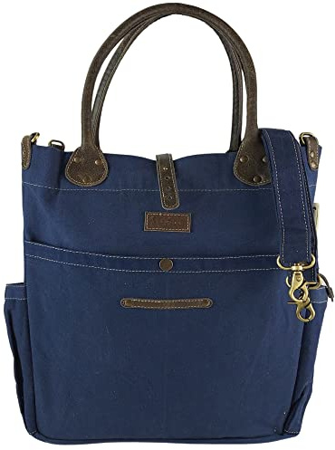 Sunsa Damen große Handtasche. Schultertasche aus Baumwolle Canvas & Leder | Vintage Schultertasche. A4 geeignet Jeanstasche. Denim Tasche als Shopper Bag für Büro Alltag & Reise. Jedes Stück ein Unikat