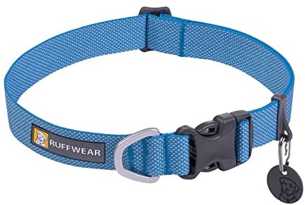 RUFFWEAR Hundehalsband Hi & Light, ultrastark und leicht, Starkes Tubelok-Gewebe, Aluminium-Leinenbefestigungsring und Schnalle, stilvolles Halsband, Blue Dusk (S, 28-36cm)