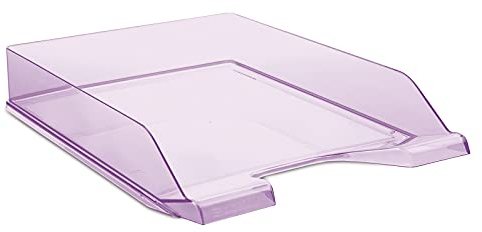 DONAU Briefablage Standard Transparent Violett/ 6 Stück - A4 / Briefkorb Moderne und Stapelbare Ablage/Transparent-Glasklar/Schreibtischablage/Polystyrol