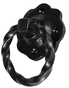 Hammer and Tongs - Twisted Rose Gate Handle - W75mm - Black