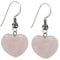 TreasureBay Handmade Natural Pink Rose Quartz Heart Shape and 925 Sterling Silver Drop Earrings - Gift Ideas for Women