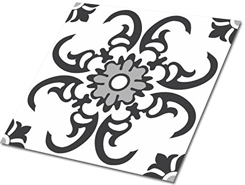 Decormat Selbstklebende Vinylfliesen Satz von 9 Fliesen - 30x30 cm Dekoartikel Aufkleber Bodenbeläge PVC Fliesenaufkleber Grau Wandfliesen für die Küche - Arabisches Ornament