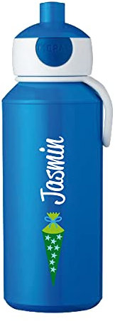 4youDesign Mepal Trinkflasche für Kinder auslaufsicher – personalisiert mit Name – Schultüte blau – Geschenk für Kinder zur Einschulung – Schlaufe zum befestigen am Ranzen – 400ml