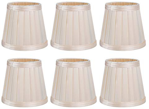 Alvinlite Kleiner Lampenschirm 6er Set, Barrel Stoff Lampenschirme Clip On Glühbirne für Hängelampe Tischlampe Stehlampe, Beige Modern Simple Art Decor Kronleuchter Shades