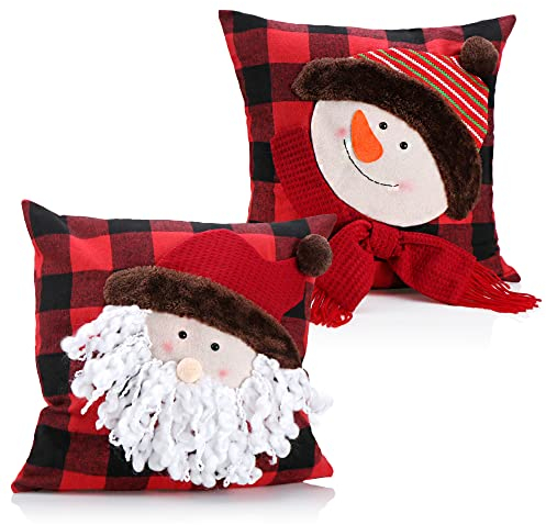 com-four® 2X Zierkissenbezug 40x40cm - Set Kissenhüllen mit Weihnachtsmotiv - dekorativer Bezug für Dekokissen, Sofakissen und Wurfkissen (2 Stück - Ersatzbezug)