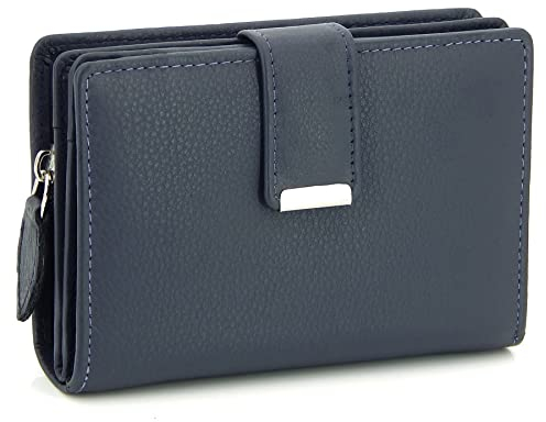 ekavale Portefeuille femme en cuir souple avec protection RFID - Portefeuille femme, bleu marine, m, Portefeuille