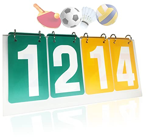 WishesMar 4-Stellig Tragbare Flip Anzeigetafel 4 Ziffern Kerbe Zähltafel Wettkämpfe Sportanzeigetafel Punktetafel Punktezähler für Basketball Badminton Volleyball Tischtennis Fußball #C