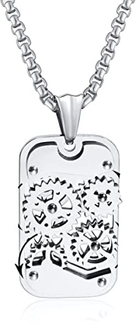 YAHOYA Hip Hop Spinner Gear Collane per Gli Uomini, Rock Punk in Acciaio Inossidabile Machanical Design Dog Tag Pendant Boy Maschio Collare Gioielli
