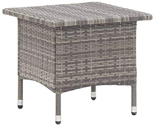 Chusui Teetisch, Balkontisch, Beistelltisch Outdoor, Balkon Tisch, Gartentisch Klein, Tisch Klein, Gartenmöbel, Terrassen Tisch, Grau 50 x 50 x 47 cm Poly Rattan