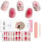 EBANKU 20PCS Light Pink Rose Gel Nail Stickers - Long Lasting UV Strips With Nail File & Wooden Stick for Women Manicure