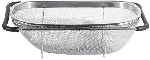 Colador de acero inoxidable micropered 36 x 25 x 12 pulgadas, colador retráctil microperforado para frutas y verduras (como se muestra)