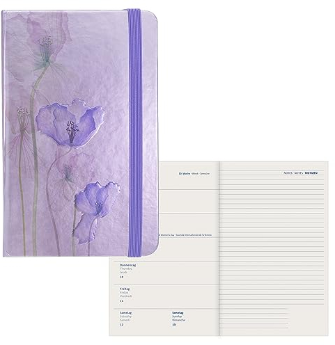 Idena 11066 - Terminkalender 2024, 90 x 140 mm, Blossom, 176 Seiten, 1 Woche auf 1 Seite, Agenda, Wochenplaner