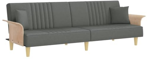 vidaXL Schlafsofa mit Armlehnen Dunkelgrau Stoff