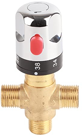 Valvola Di Miscelazione Termostatica, Controllo Termostatico In Ottone Per La Miscelazione Dell'Acqua, Valvola Di Controllo Della Temperatura Dell'Acqua Da, Per Con Connessioni Esterne Da G1/2” (Dn15)